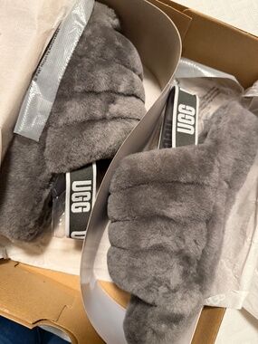 Brand New Ugg Fur Slides, SZ 10